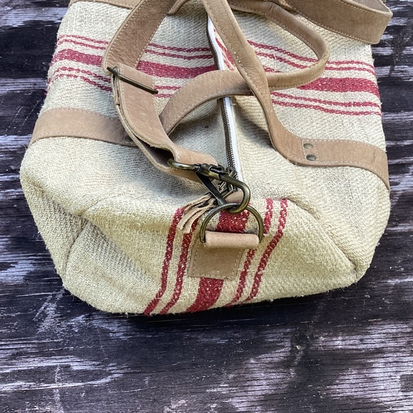 NEW free people Duffel jute linen weekender BAG - Picture 4 of 10